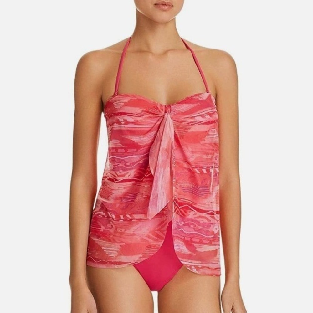 Ralph Lauren Womens One Piece Swimsuit 10 Pink Flyaway Strapless Tummy‎ Control